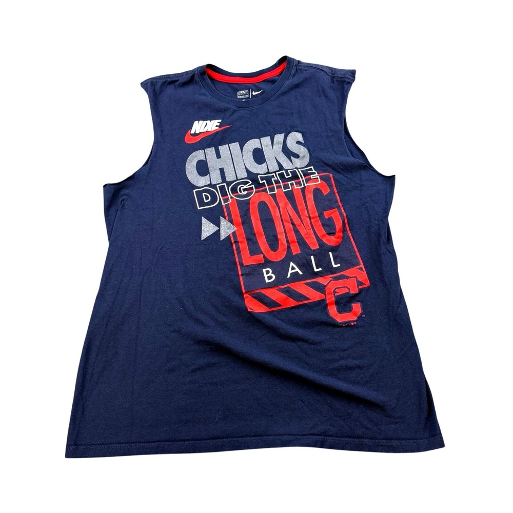 Nike "Chicks Dig The Long Ball" Sleeveless Tee Navy Red M